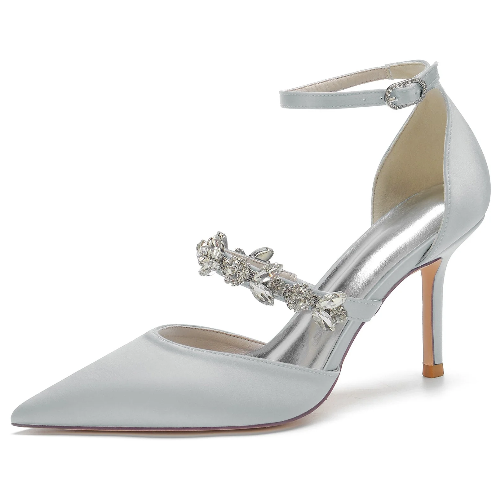 Women's Wedding Rhinestone Stiletto Heel Pointed Toe Bridal Shoes - Image 13