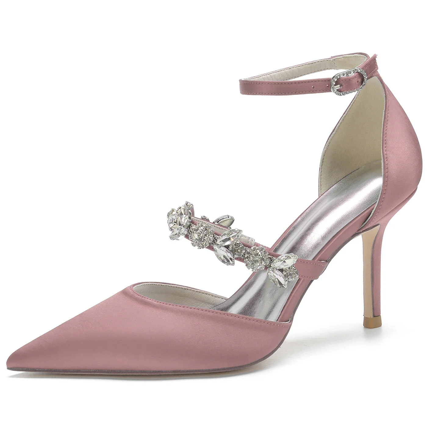 Women's Wedding Rhinestone Stiletto Heel Pointed Toe Bridal Shoes - Image 14