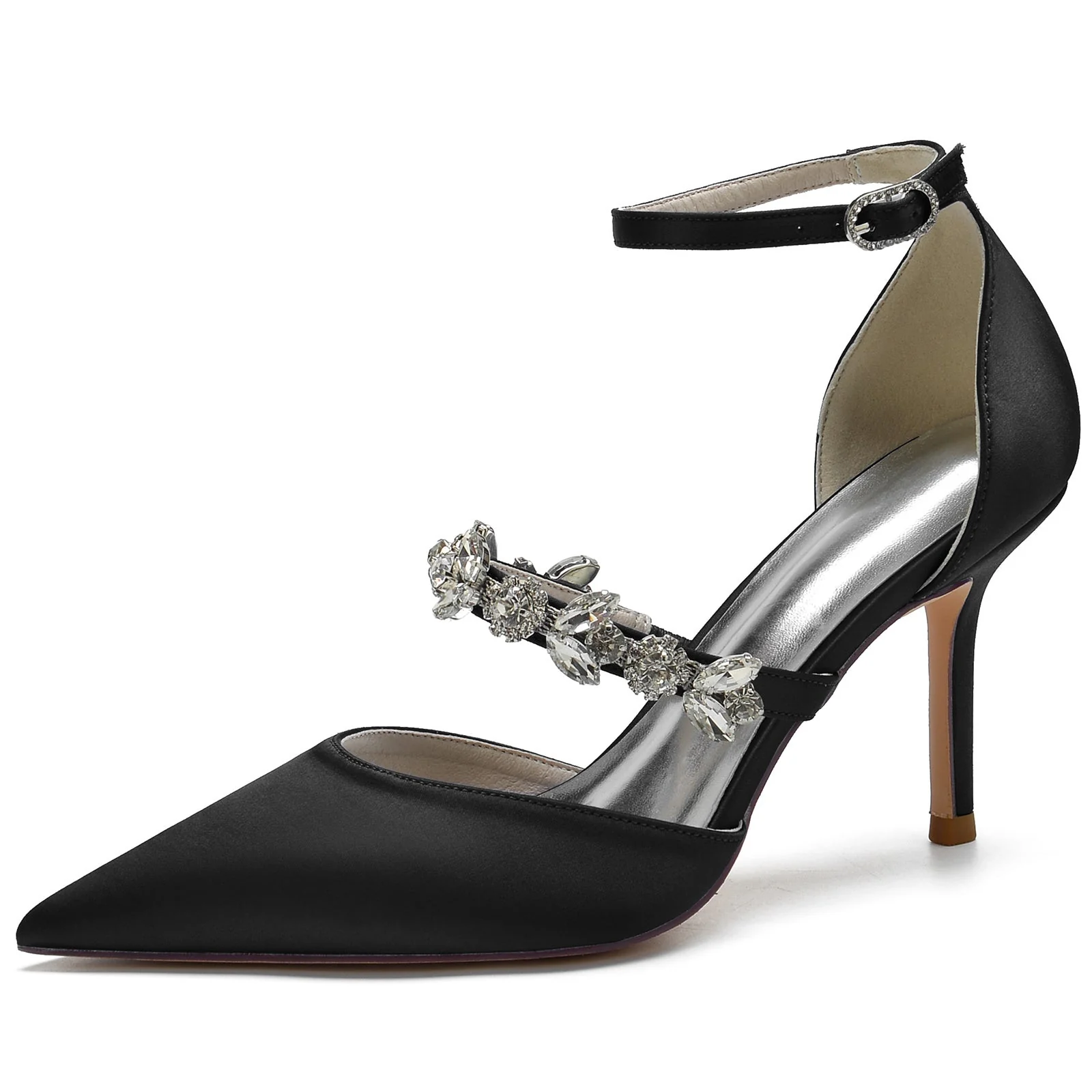 Women's Wedding Rhinestone Stiletto Heel Pointed Toe Bridal Shoes - Image 7