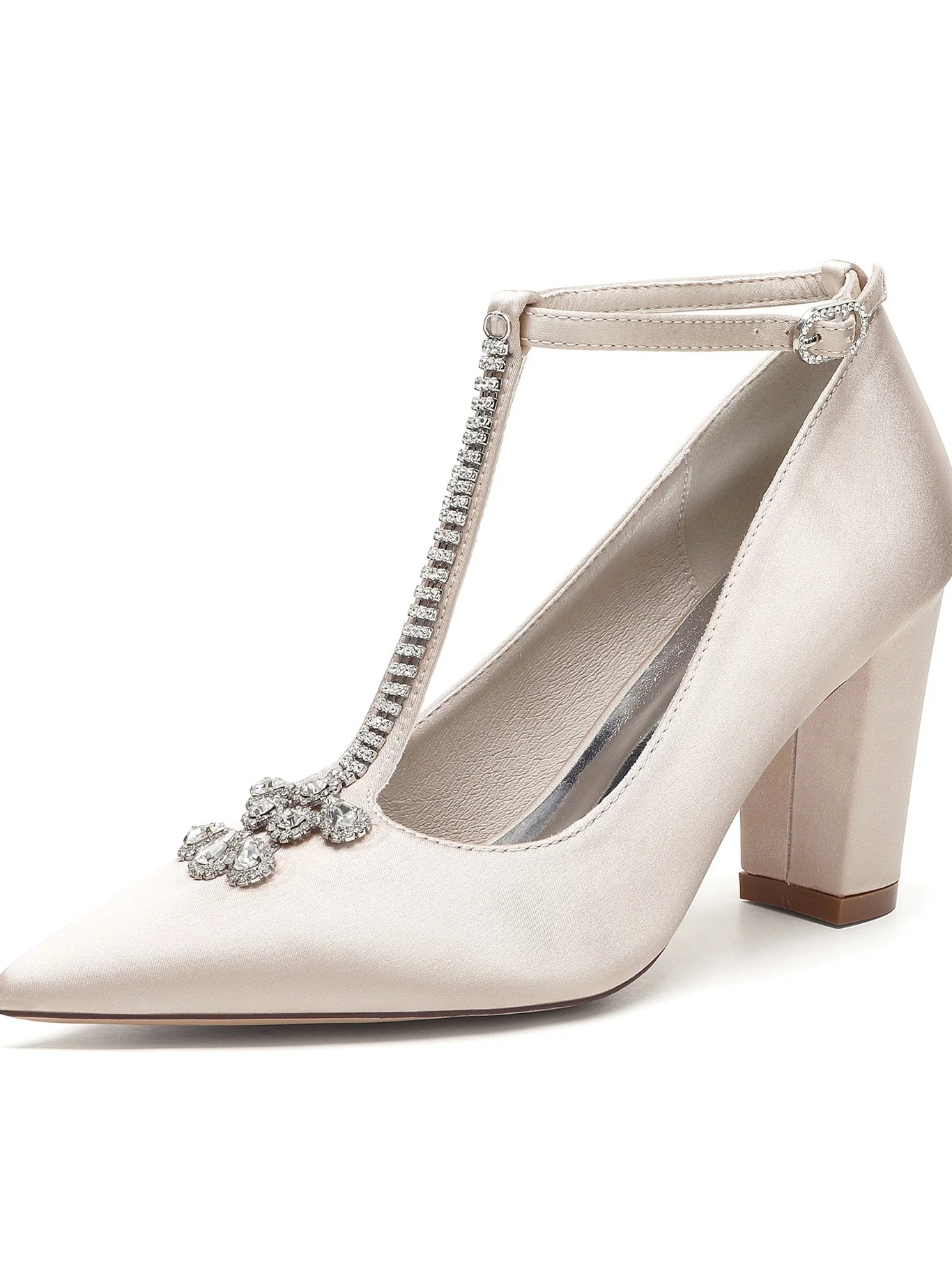 Women's Wedding Rhinestone Stiletto Heel Pointed Toe Bridal Shoes - Image 12