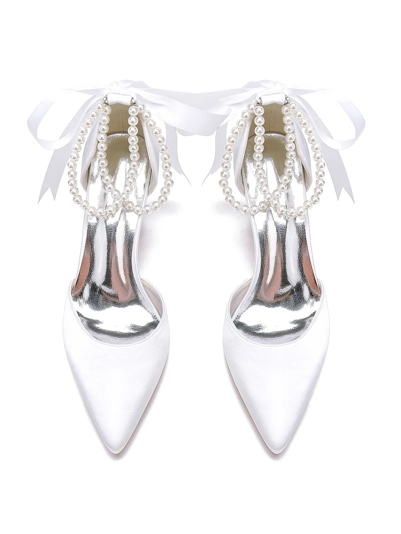 Women's Wedding Rhinestone Stiletto Heel Pointed Toe Bridesmaid Shoes - Image 10