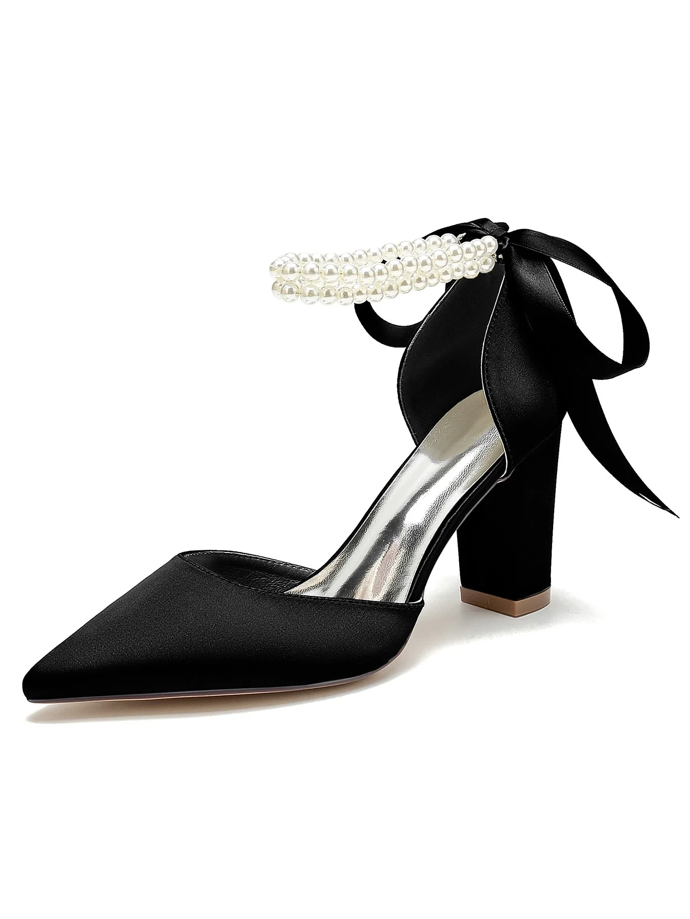 Women's Wedding Rhinestone Stiletto Heel Pointed Toe Bridesmaid Shoes - Image 6