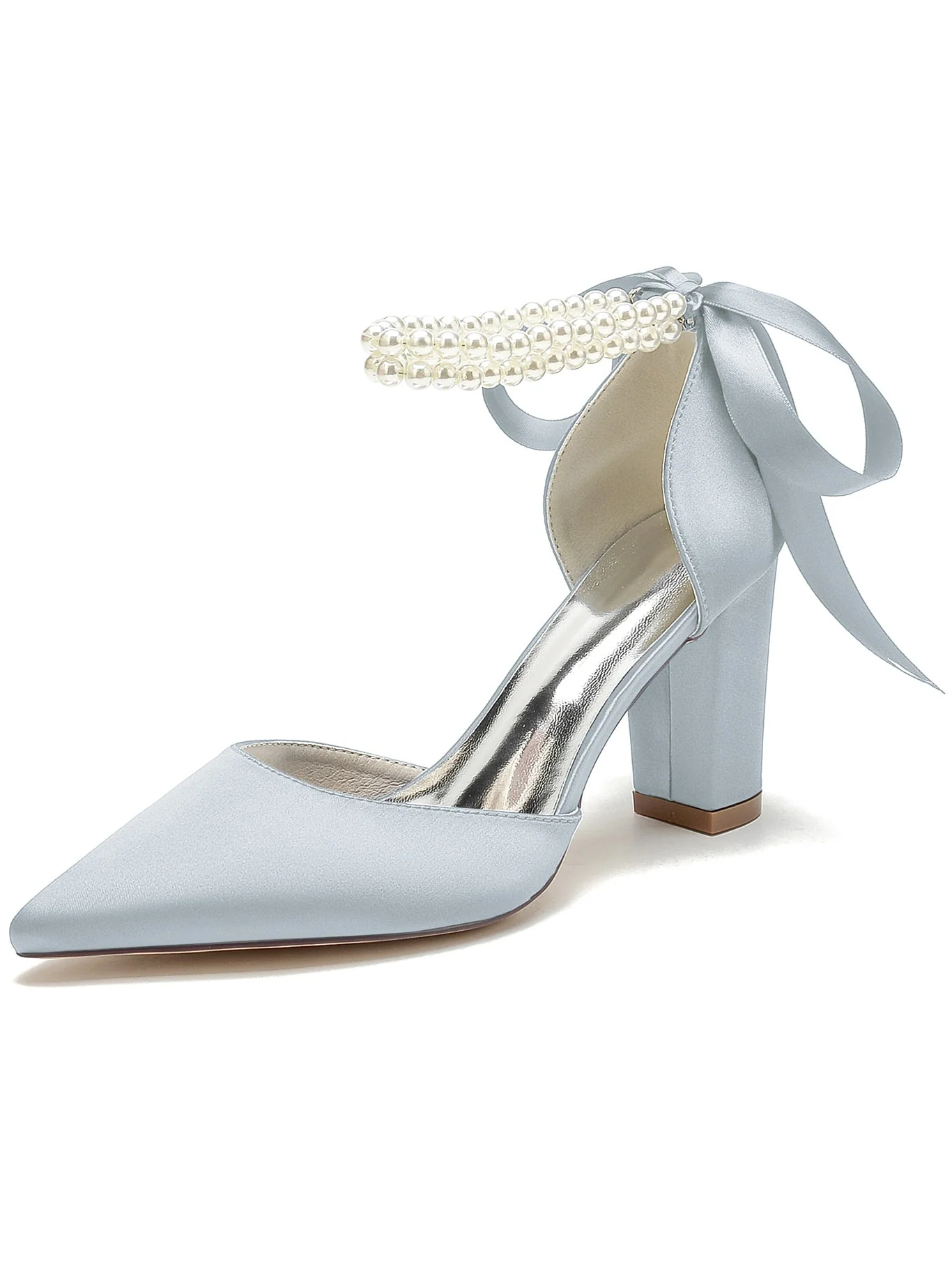 Women's Wedding Rhinestone Stiletto Heel Pointed Toe Bridesmaid Shoes - Image 9
