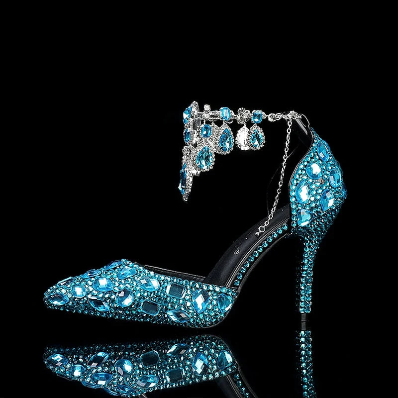 Women's Wedding Shoe Pumps Glitter Crystal Sequined Jeweled Bridal Shoes - Image 13