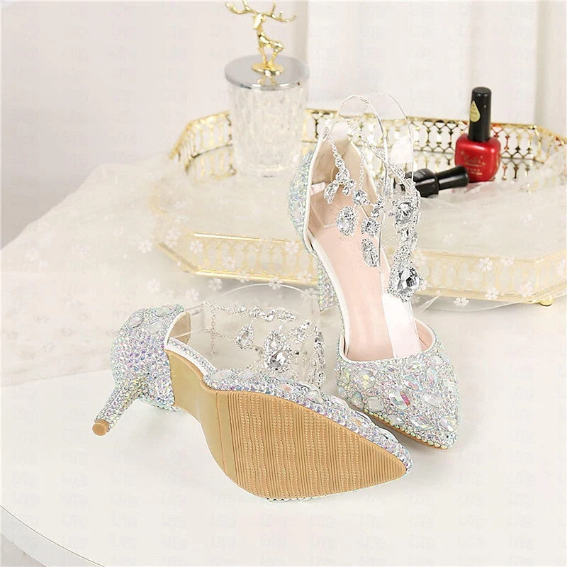 Women's Wedding Shoe Pumps Glitter Crystal Sequined Jeweled Bridal Shoes - Image 2