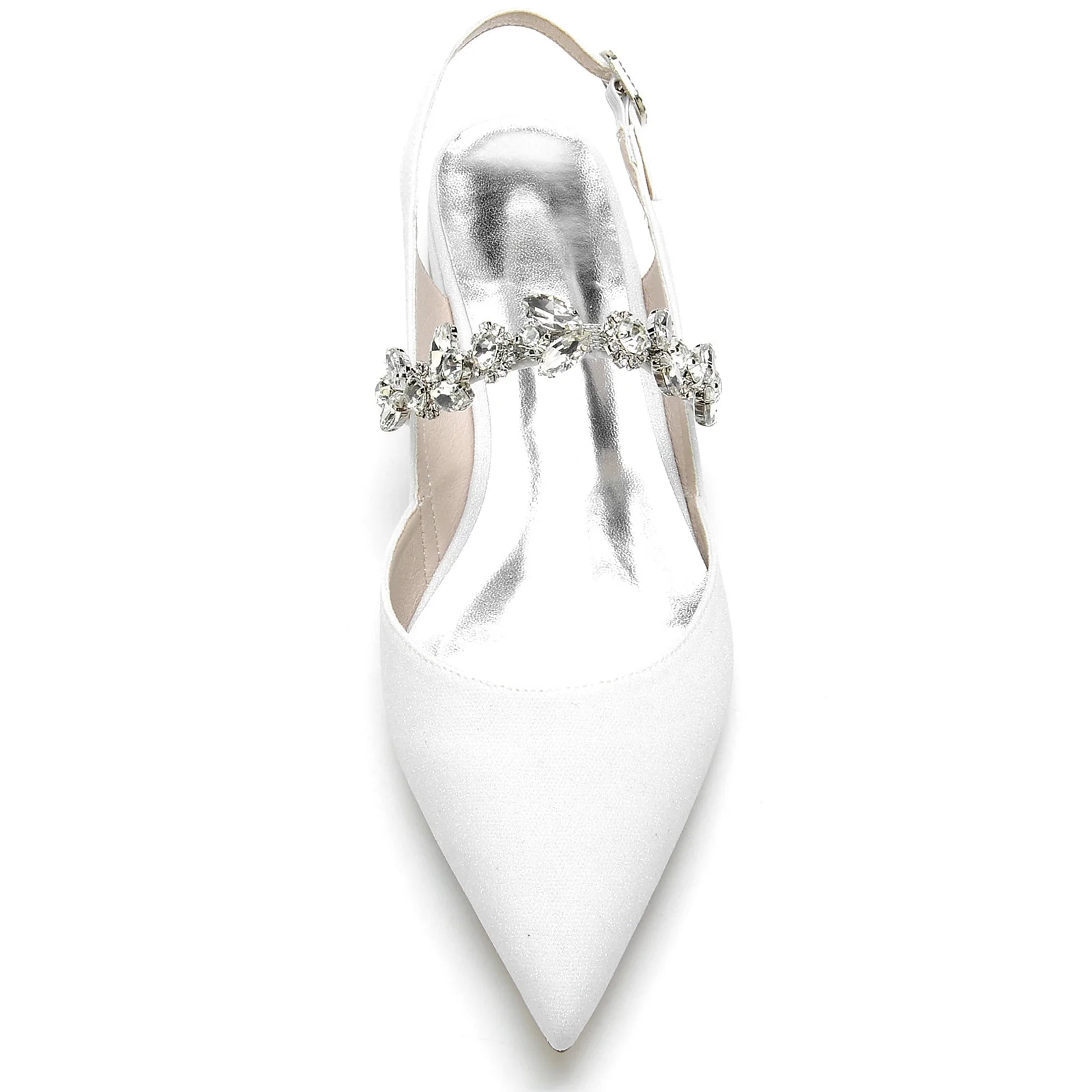 Women's Wedding Shoe Rhinestone Glitter Pointed Toe Low Buckle Bridal Shoes - Image 4