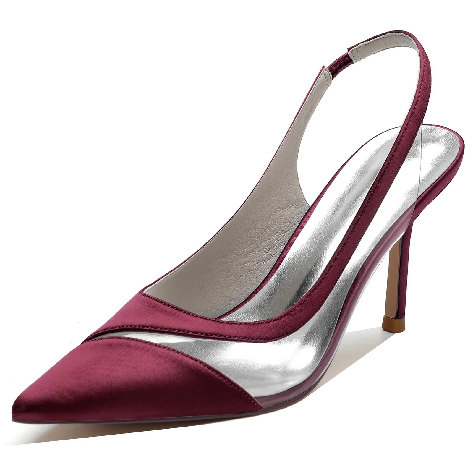 Women's Wedding Shoe Satin Pointed Toe Stiletto Rubber Buckle Bridal Shoes - Image 9