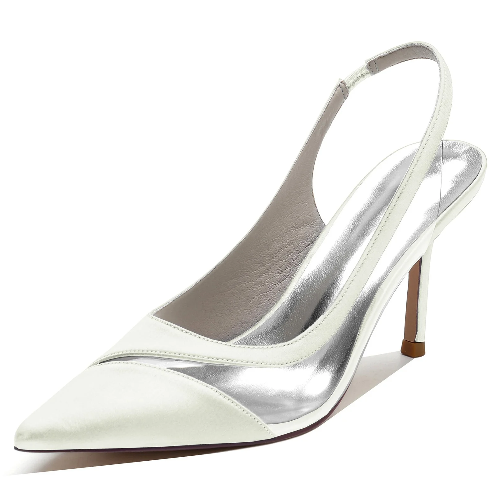 Women's Wedding Shoe Silk Satin Pointed Toe Stiletto Rubber Buckle Bridal Shoes - Image 3