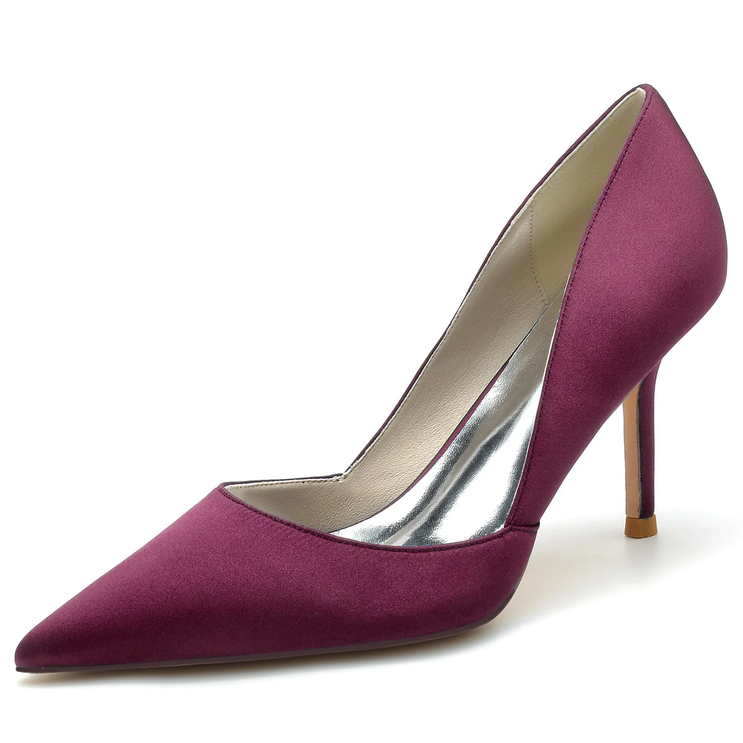 Women's Wedding Shoe Stiletto Silk Satin Pointed Toe Minimalist Bridal Shoes - Image 9