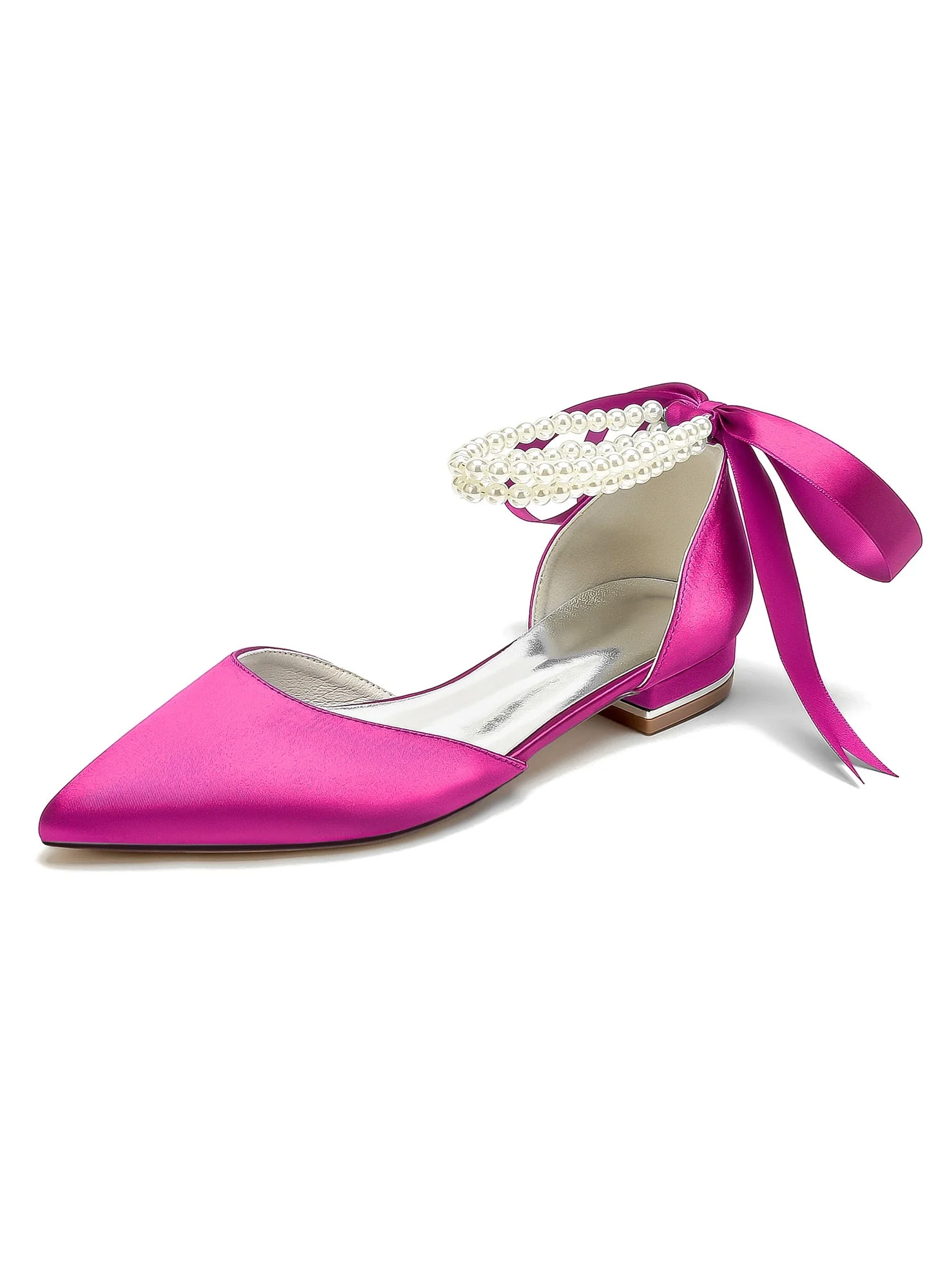 Women's Wedding Shoes Beading Pointed Toe Low Heel Bridesmaid Shoes - Image 10