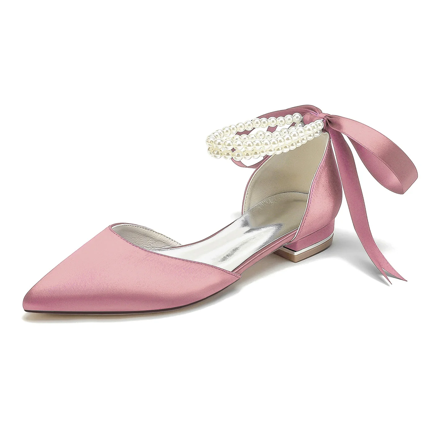 Women's Wedding Shoes Beading Pointed Toe Low Heel Bridesmaid Shoes - Image 14