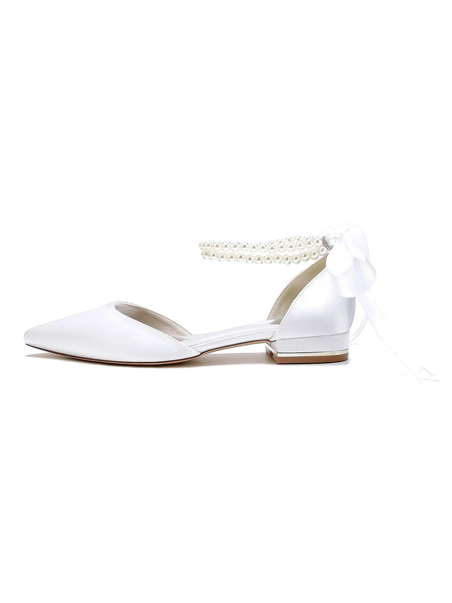 Women's Wedding Shoes Beading Pointed Toe Low Heel Bridesmaid Shoes - Image 16