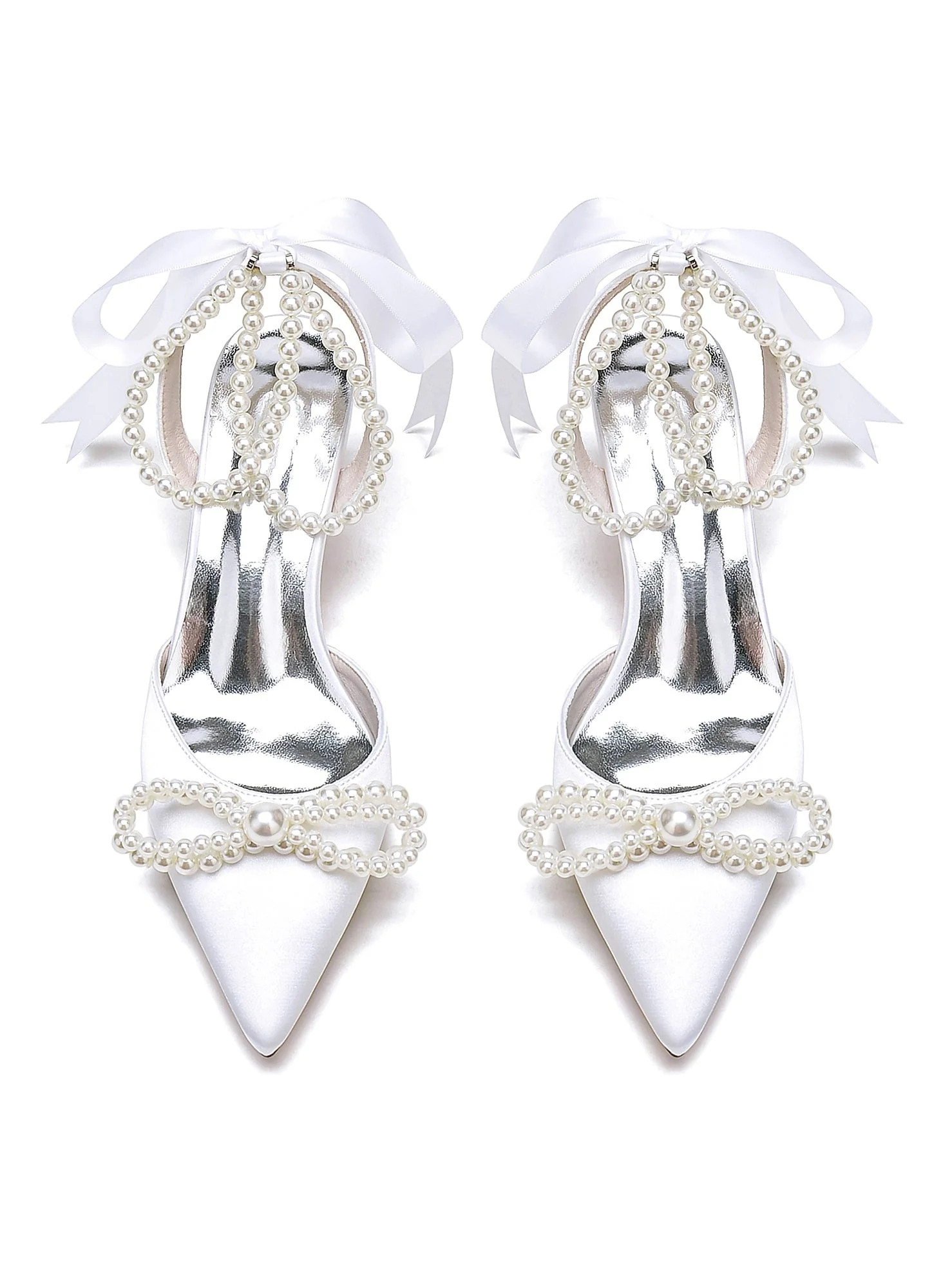 Women's Wedding Shoes Beadings High Heel Pointed Toe Bridal Shoes - Image 14