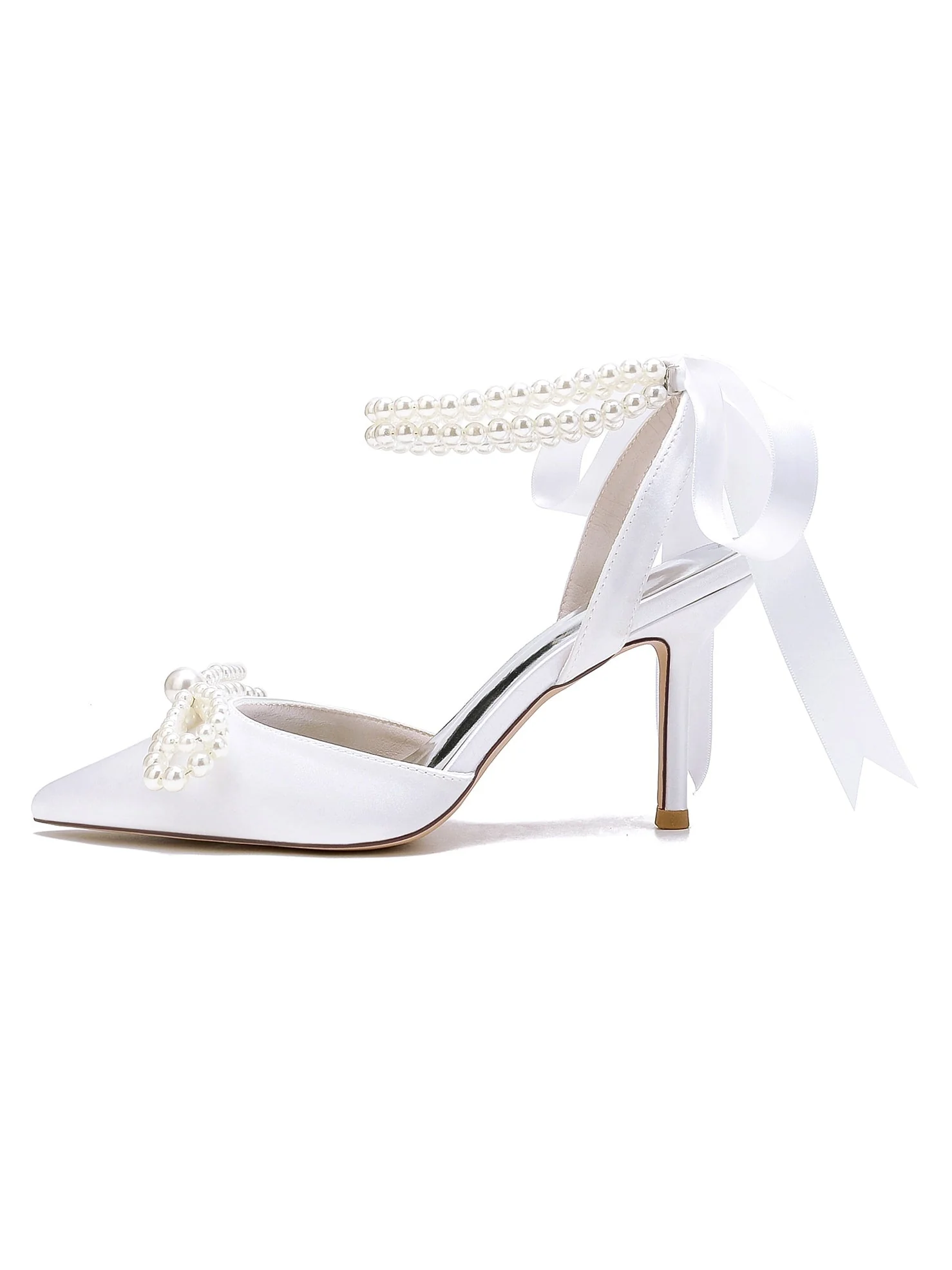 Women's Wedding Shoes Beadings High Heel Pointed Toe Bridal Shoes - Image 3