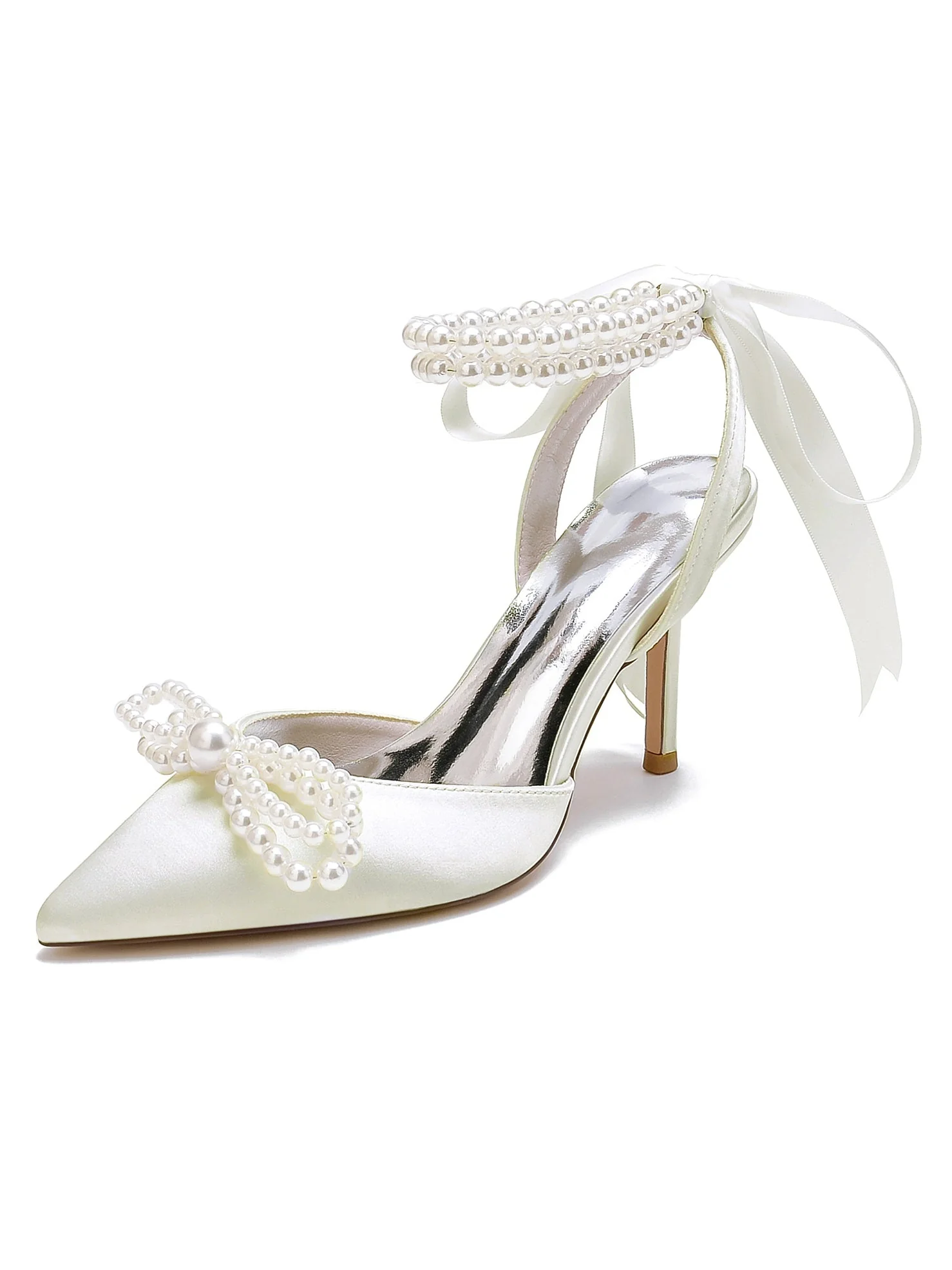 Women's Wedding Shoes Beadings High Heel Pointed Toe Bridal Shoes - Image 7