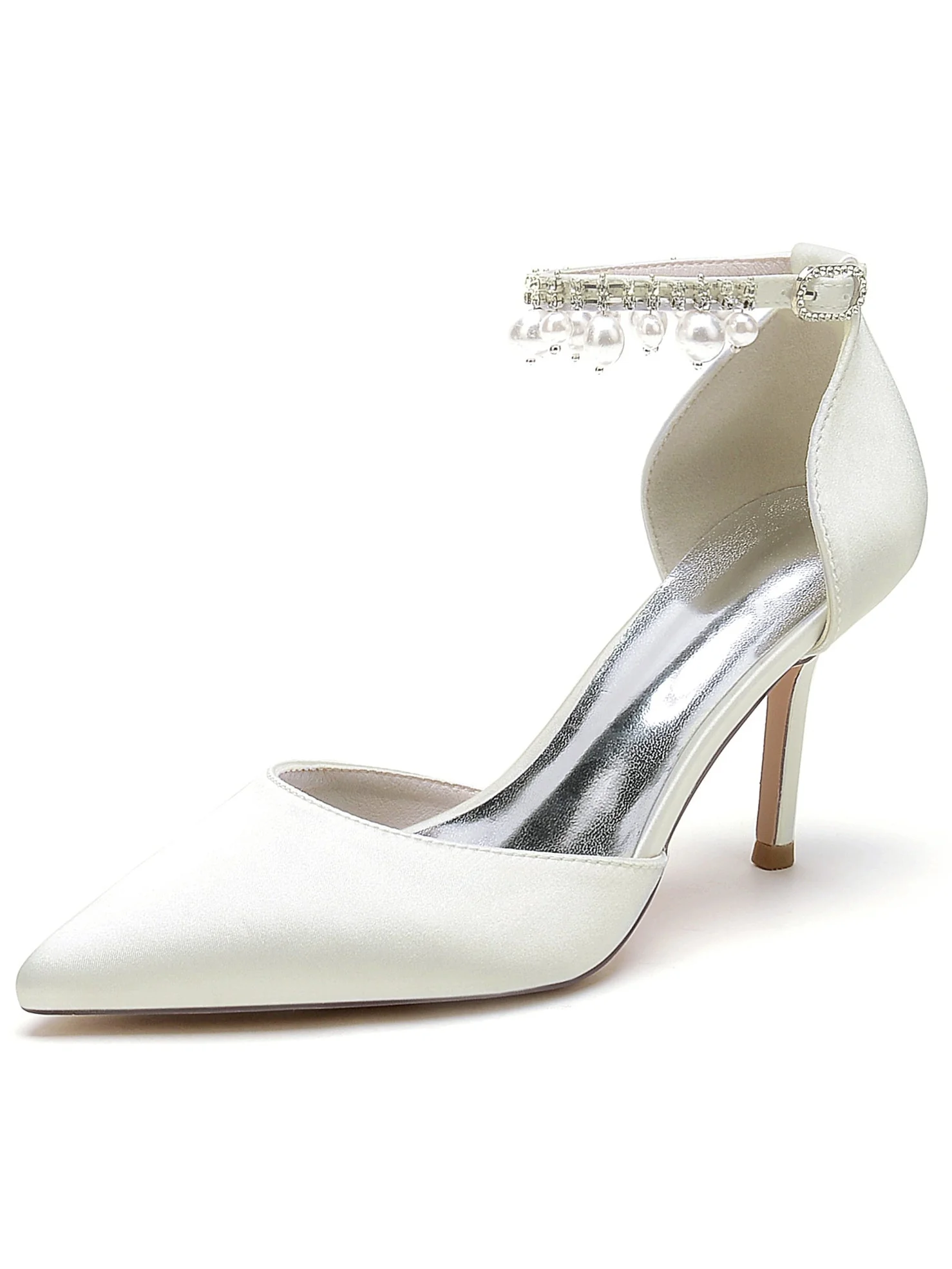 Women's Wedding Shoes Beadings High Heel Pointed Toe Bridesmaid Shoes - Image 9