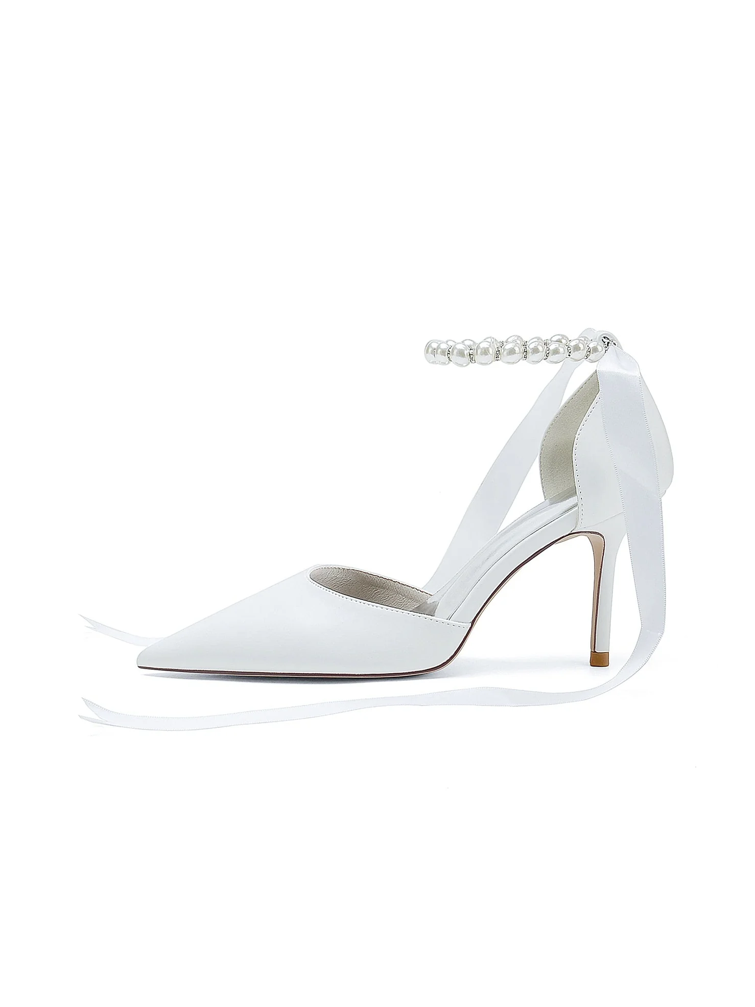 Women's Wedding Shoes Beadings High Heel Pointed Toe Bridesmaid Shoes - Image 3