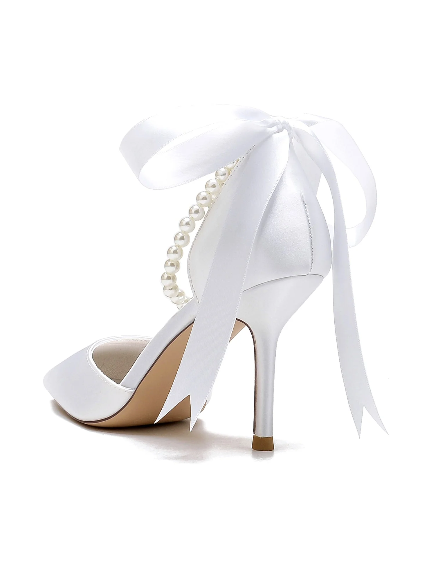 Women's Wedding Shoes Beadings Pointed Toe High Heel Bridesmaid Shoes - Image 3
