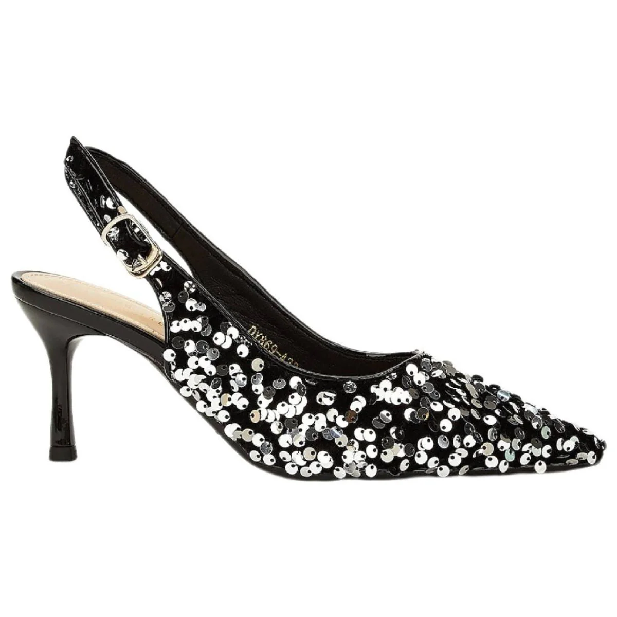 Women's Wedding Shoes Black Pointed Toe Stiletto Heel Bridal Shoes with Sequins - Image 5