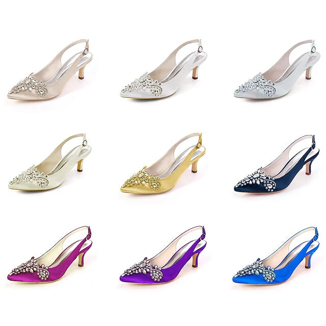 Women's Wedding Shoes  Bling Bling Slingback Pointed Toe Bridal Shoes - Image 12