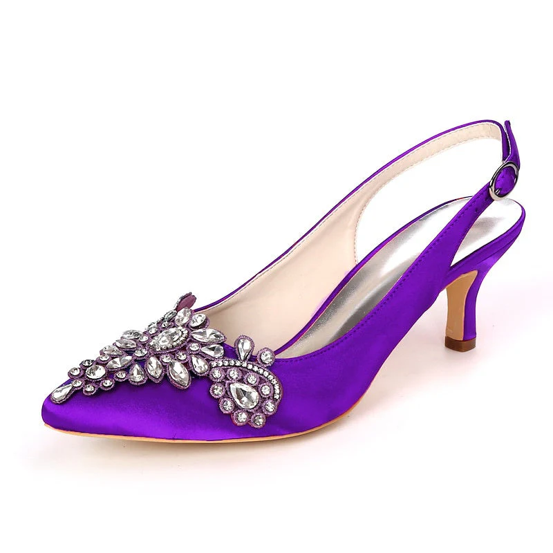 Women's Wedding Shoes  Bling Bling Slingback Pointed Toe Bridal Shoes - Image 3