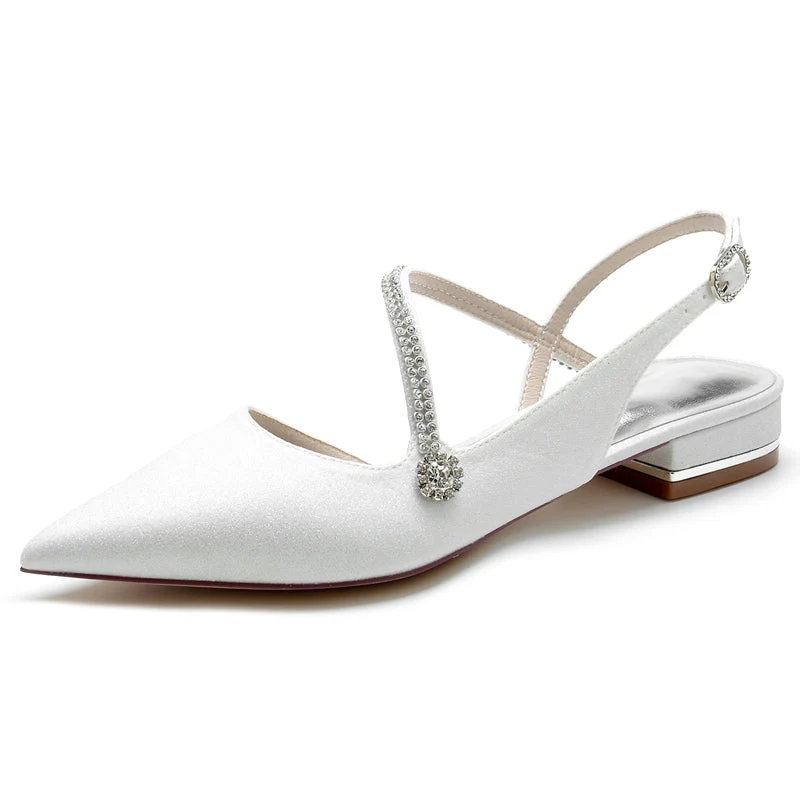 Women's Wedding Shoes Closed Toe Sparkling Buckle Bridal Shoes with Imitation Crystal - Image 6