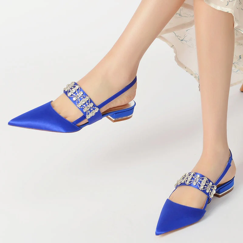 Women's Wedding Shoes Delicate Crystal-encrusted Pointed Toe Buckle Bridal Shoes - Image 5