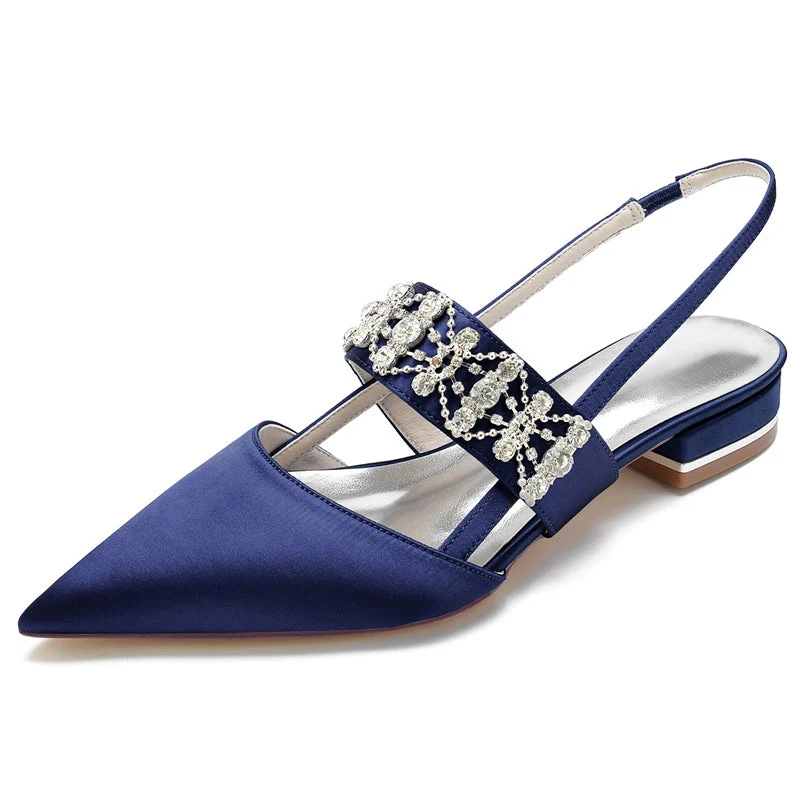 Women's Wedding Shoes Delicate Crystal-encrusted Pointed Toe Buckle Bridal Shoes - Image 6