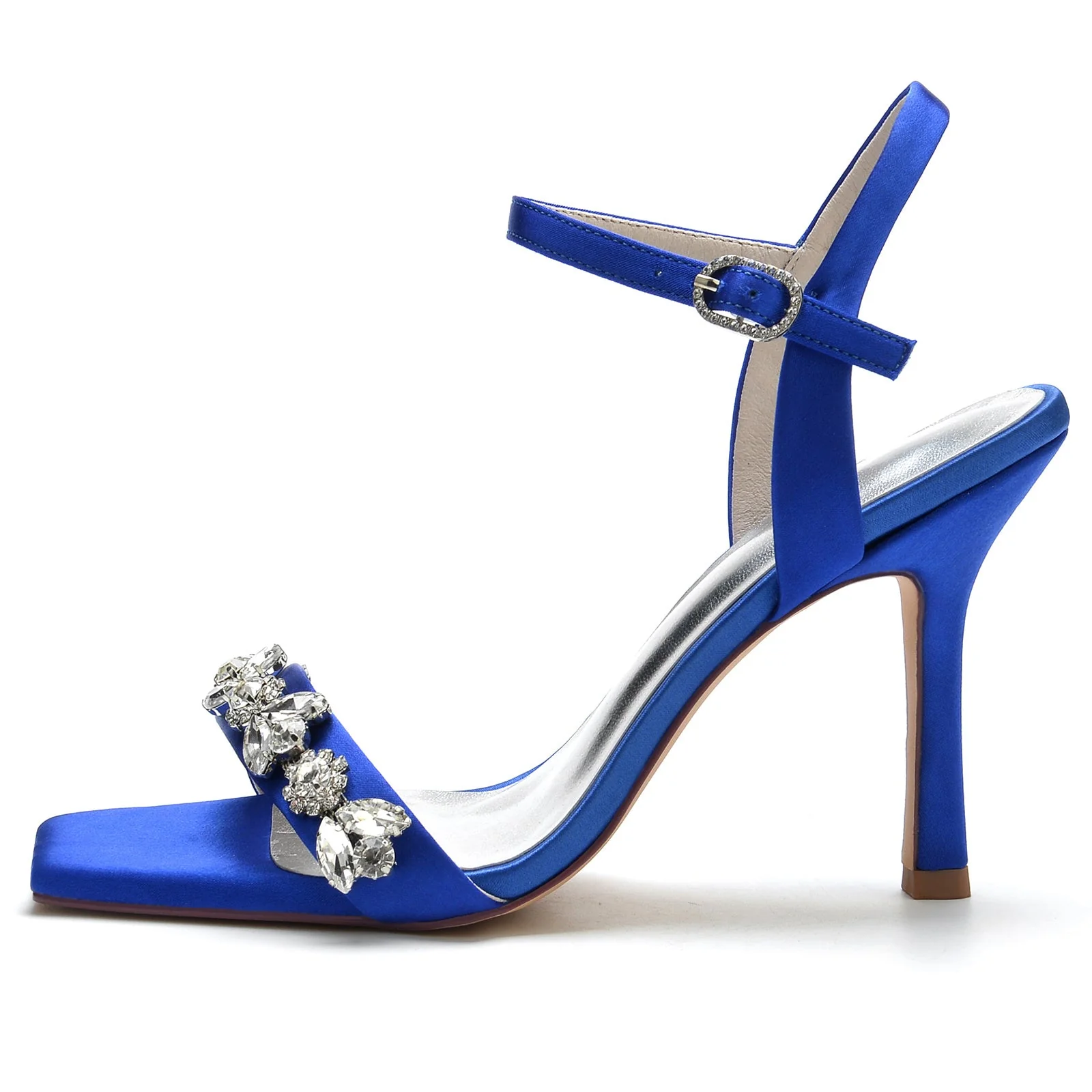 Women's Wedding Shoes Delicated Rhinestone Square Open Toe High Heel Bridal Shoes - Image 3