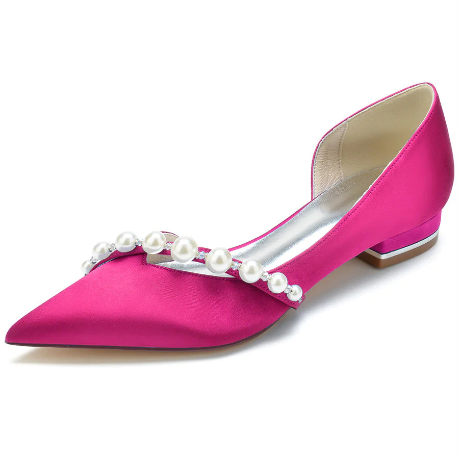Women's Wedding Shoes Elegant Pointed Toe Low Heel Bridal Shoes with Pearls - Image 10