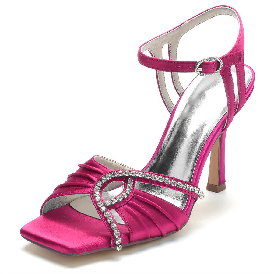 Women's Wedding Shoes High Heel Opened Toe Bridal Shoes with Rhinestones - Image 11