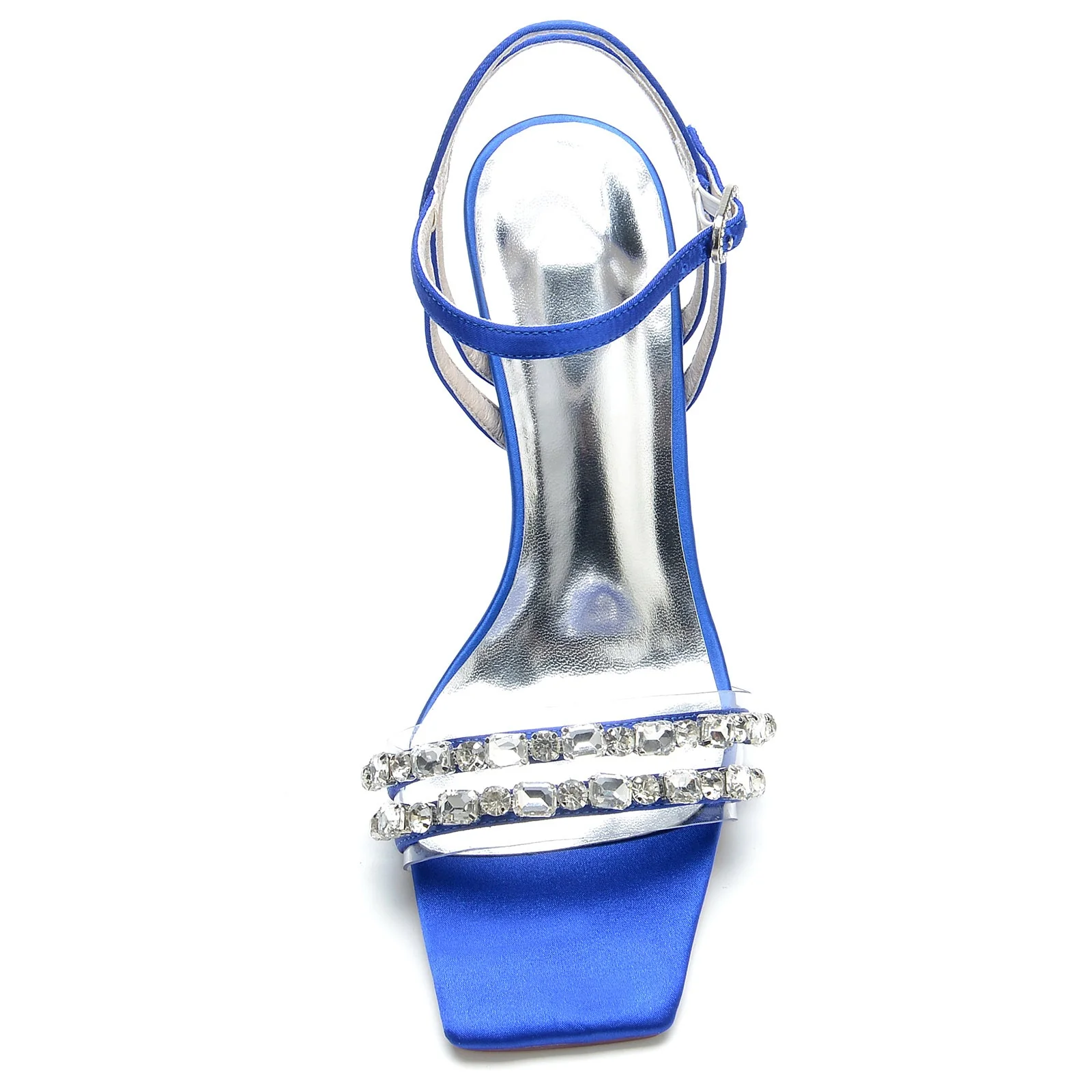 Women's Wedding Shoes Imitation Rhinestone Square Open Toe Buckle High Heel Bridal Shoes - Image 4