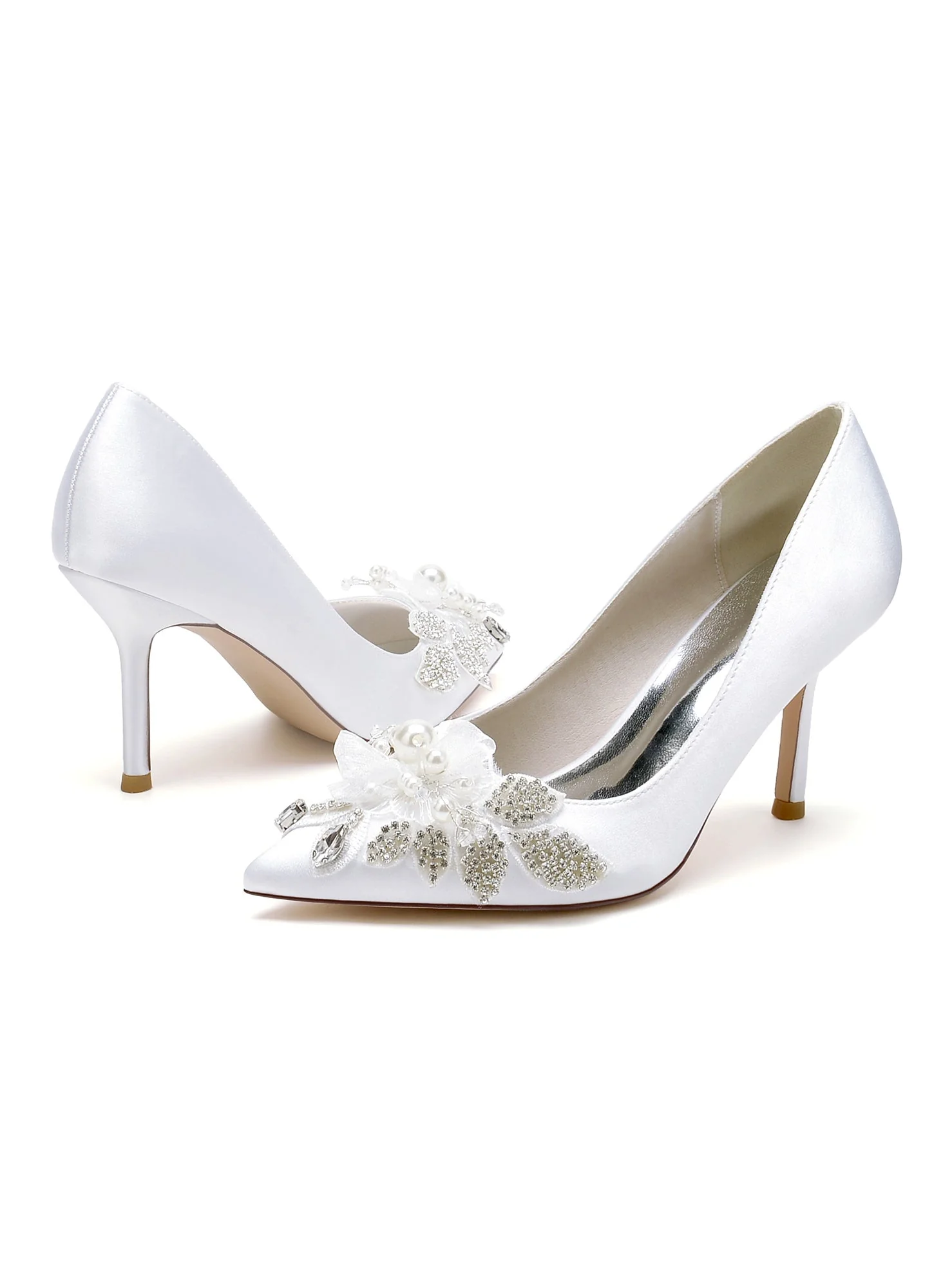 Women's  Wedding Shoes Lace High Heel Open Toe Bridal Shoes - Image 2