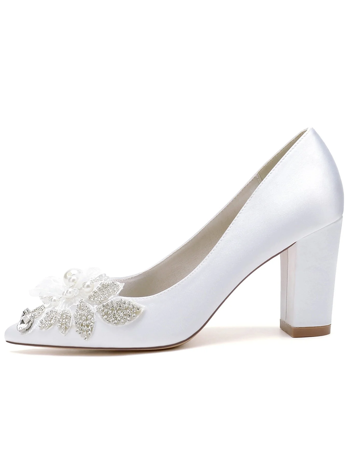 Women's Wedding Shoes Lace High Heel Pointed Toe Bridesmaid Shoes - Image 2