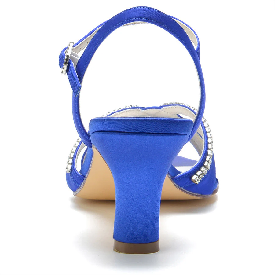 Women's Wedding Shoes Mid Heel Opened Toe Bridal Shoes with Crystals - Image 3