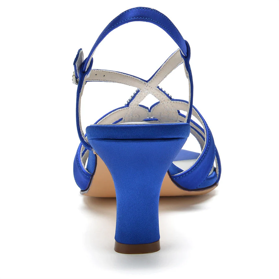 Women's Wedding Shoes Mid Heel Opened Toe Bridal Shoes with Teardrop Crystals - Image 3