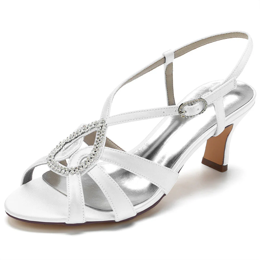 Women's Wedding Shoes Mid Heel Opened Toe Bridal Shoes with Teardrop Crystals - Image 6