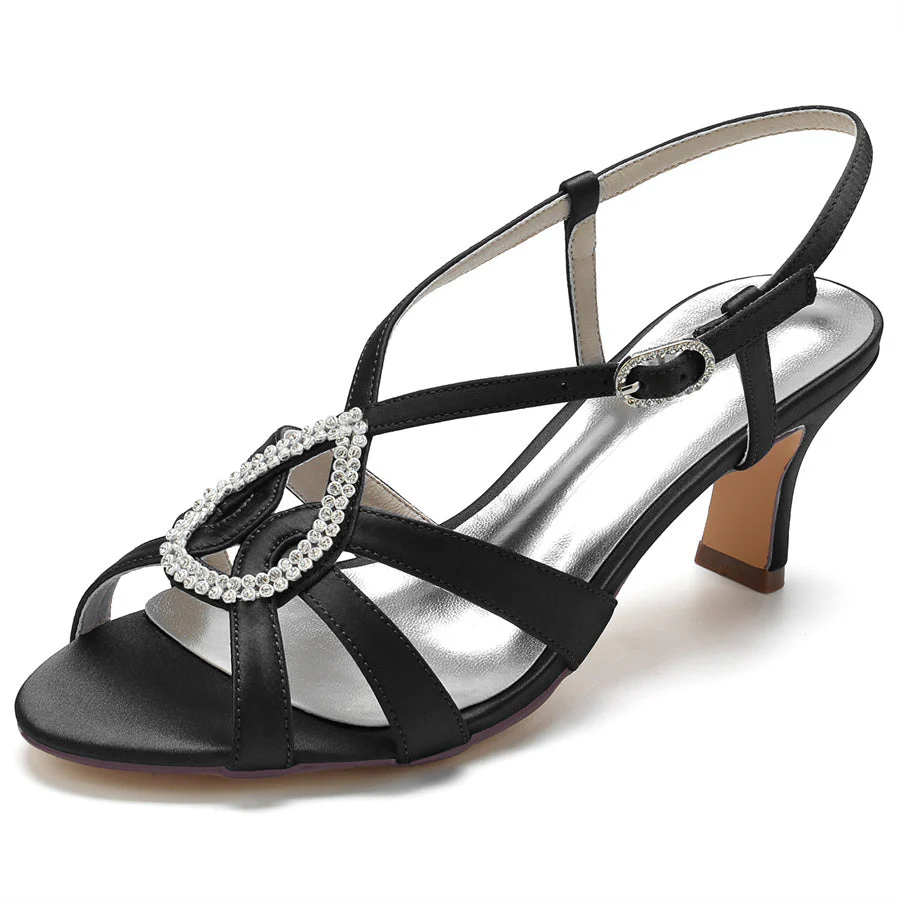 Women's Wedding Shoes Mid Heel Opened Toe Bridal Shoes with Teardrop Crystals - Image 7