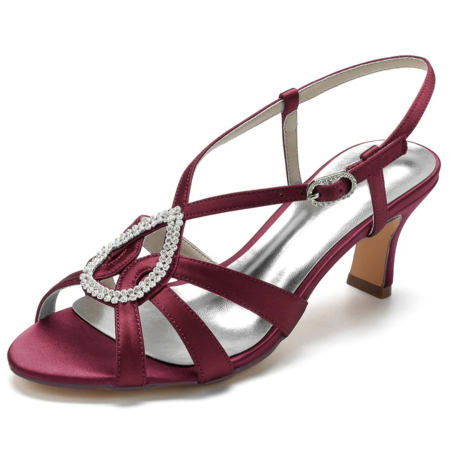 Women's Wedding Shoes Mid Heel Opened Toe Bridal Shoes with Teardrop Crystals - Image 8
