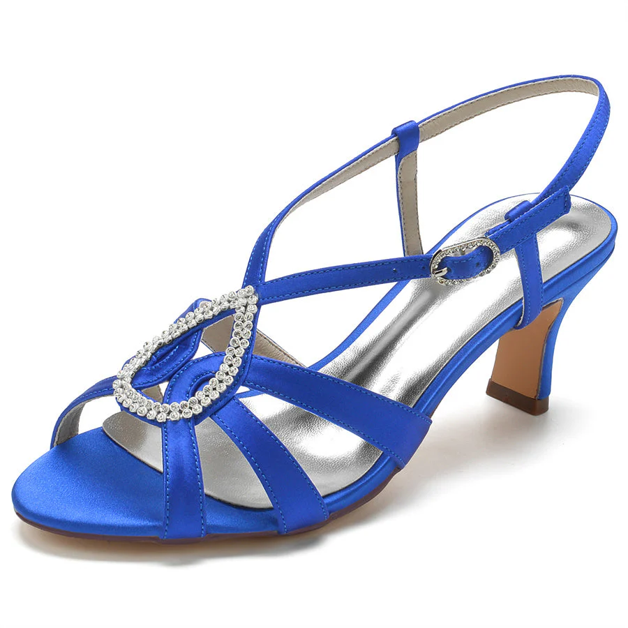 Women's Wedding Shoes Mid Heel Opened Toe Bridal Shoes with Teardrop Crystals - Image 9