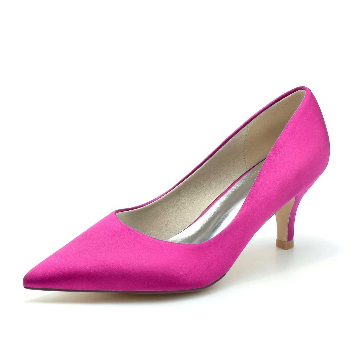 Women's Wedding Shoes Mid Heel Silk Silk Pointed Toe Minimalist Bridal Shoes - Image 11