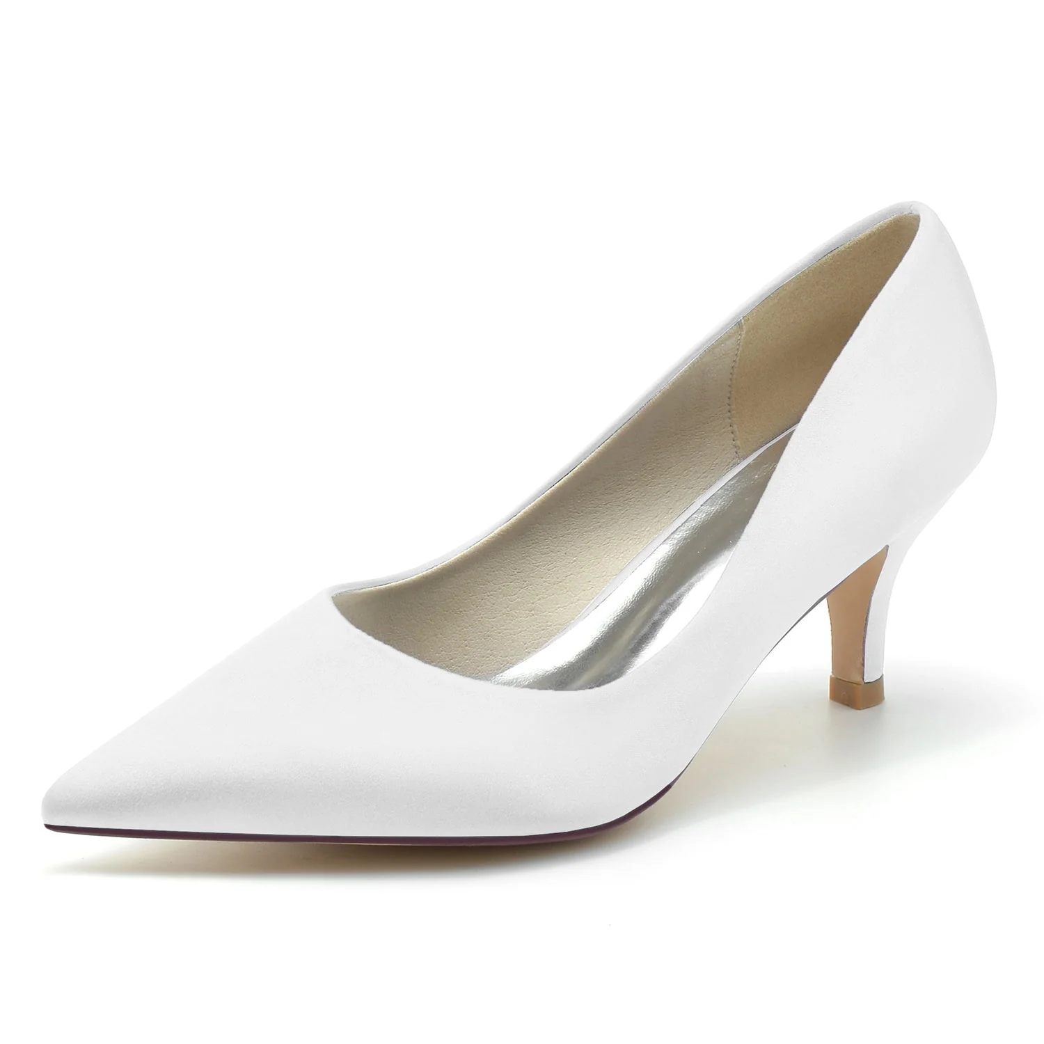 Women's Wedding Shoes Mid Heel Silk Silk Pointed Toe Minimalist Bridal Shoes - Image 8