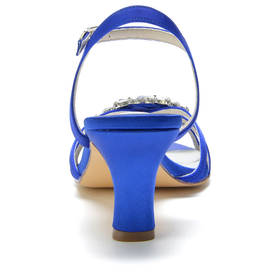 Women's Wedding Shoes Mid Heel Strappy Opened Toe Bridal Shoes with Crystal - Image 3