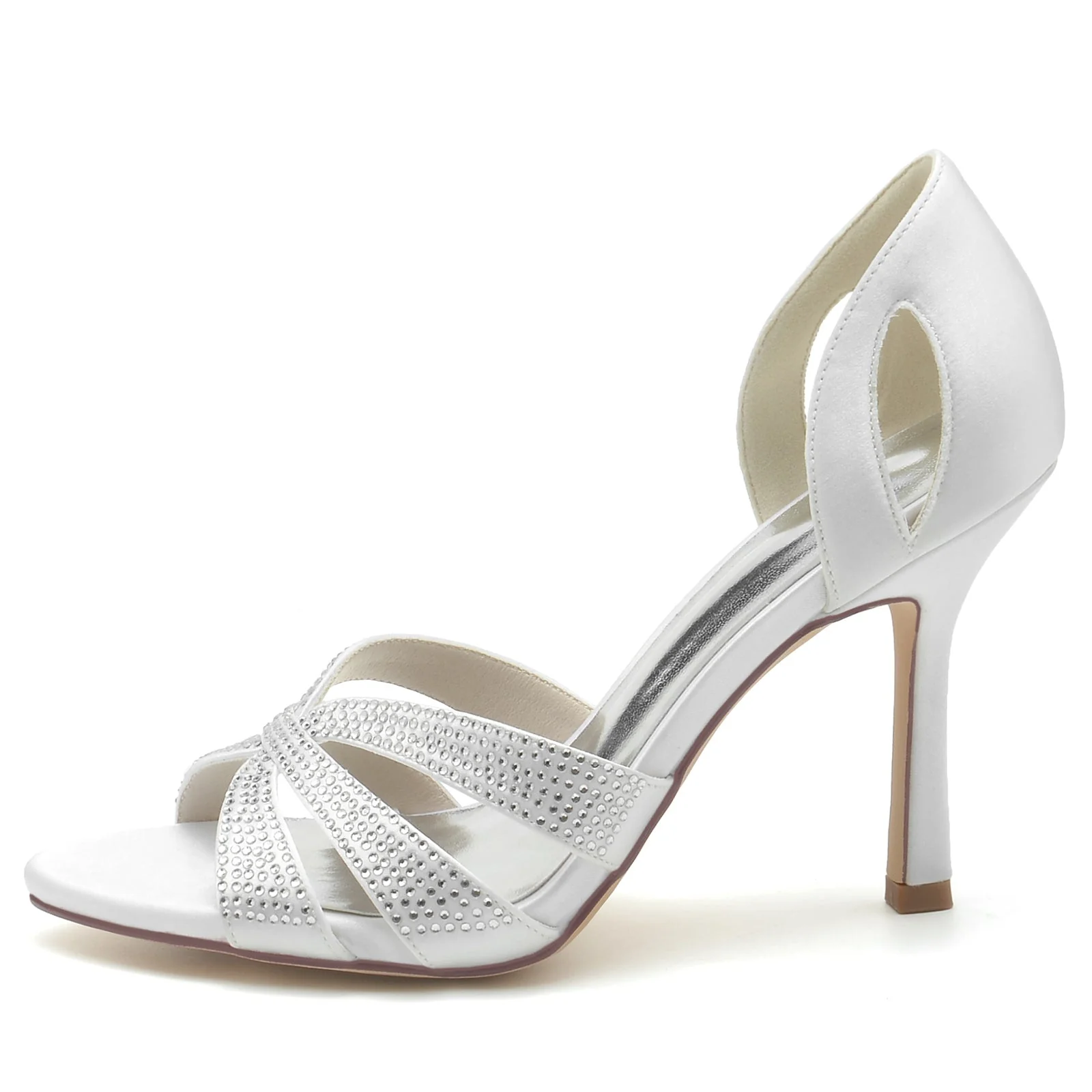 Women's Wedding Shoes Mini Crystal Peep Toe High Heel Bridal Shoes - Image 2