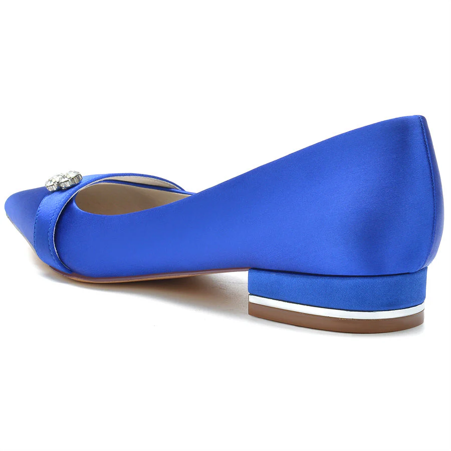 Women's Wedding Shoes Minimalist Pointed Toe Low Heel Bridal Shoes with Crystals - Image 3