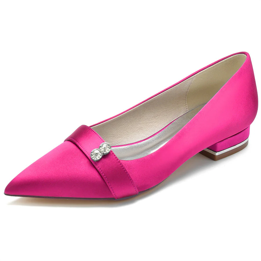 Women's Wedding Shoes Minimalist Pointed Toe Low Heel Bridal Shoes with Crystals - Image 9