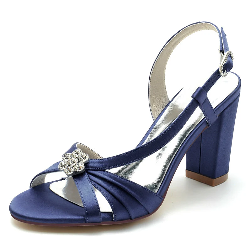 Women's Wedding Shoes Opened Toe Block Heel Chic Bridal Shoes with Straps & Ruffles - Image 5