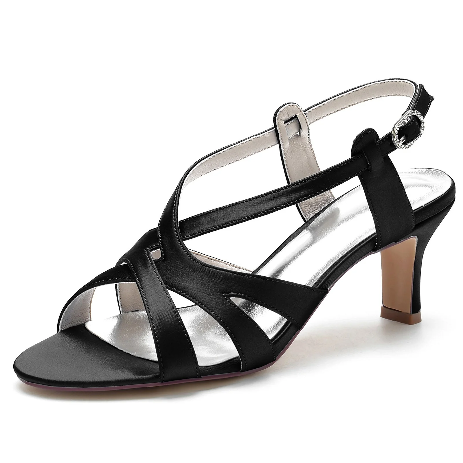 Women's Wedding Shoes Opened Toe Crossed Buckle Mid Heel Minimalism Bridal Shoes - Image 10