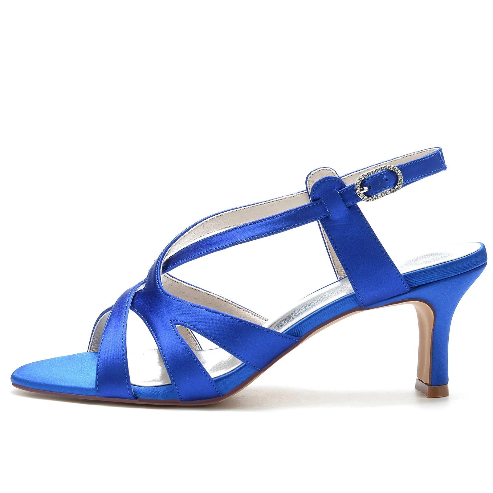 Women's Wedding Shoes Opened Toe Crossed Buckle Mid Heel Minimalism Bridal Shoes - Image 4