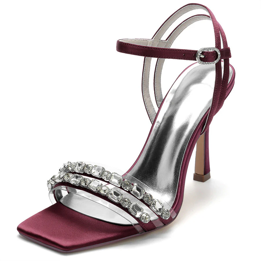 Women's Wedding Shoes Opened Toe High Heel Bridal Shoes with Rhinestones - Image 7